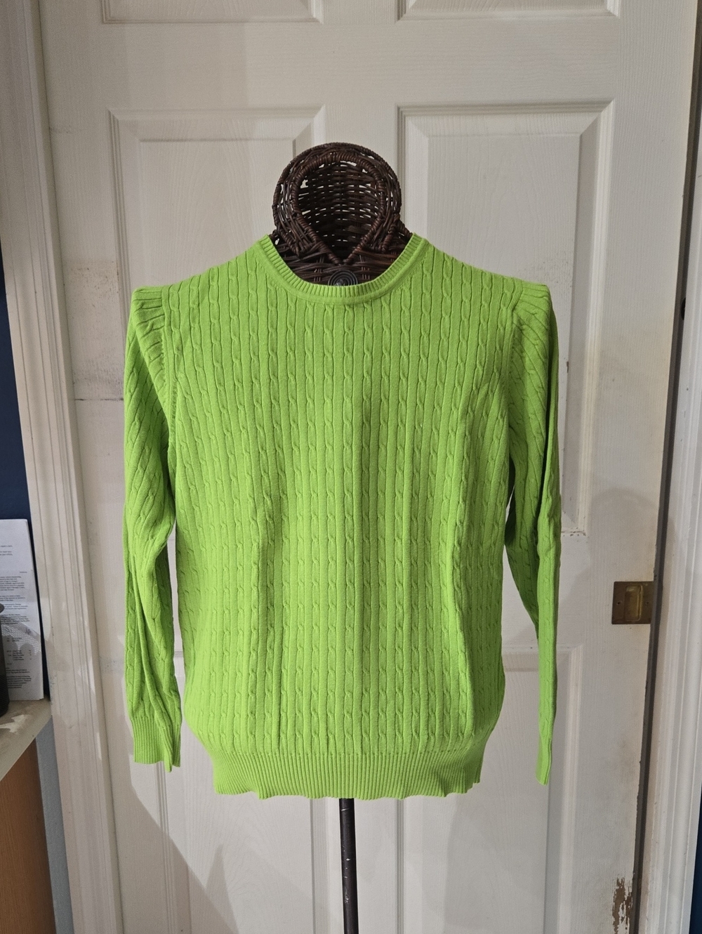 Kim Rogers Lime Green Cable Knit Sweater - XL